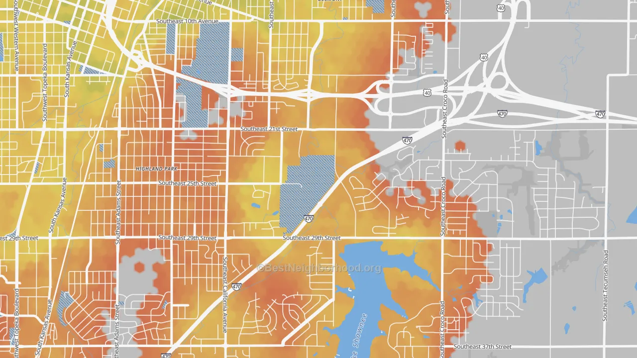 Bike Grade map of East Topeka, Topeka, KS