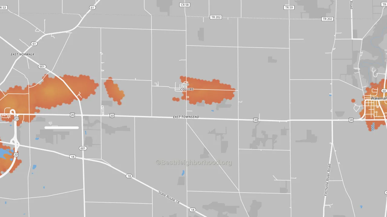 Bike Grade map of East Townsend, OH