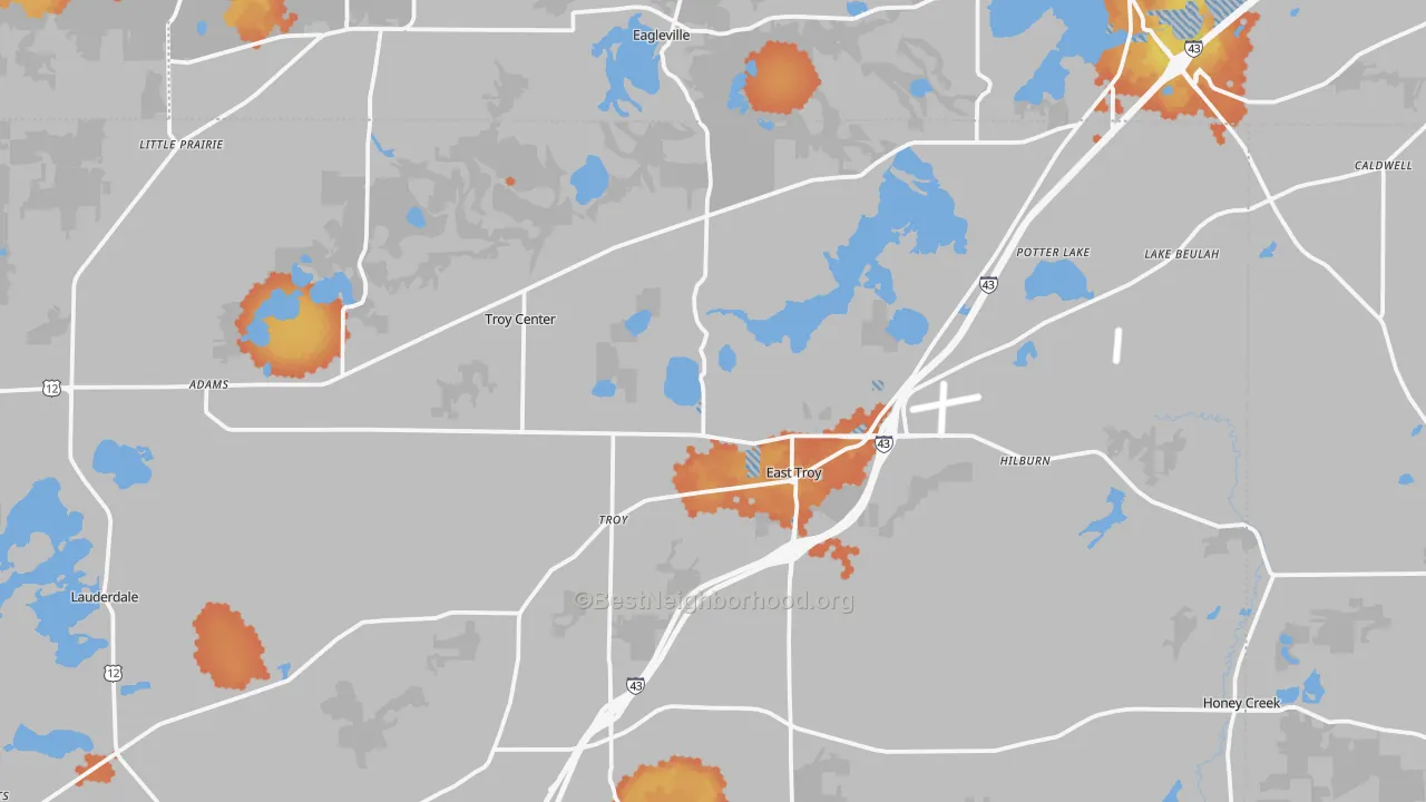 Bike Grade map of East Troy, WI