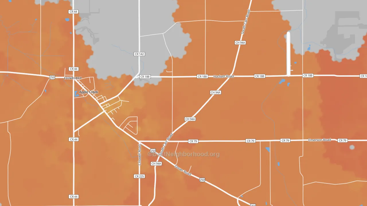 Bike Grade map of East Union, OH