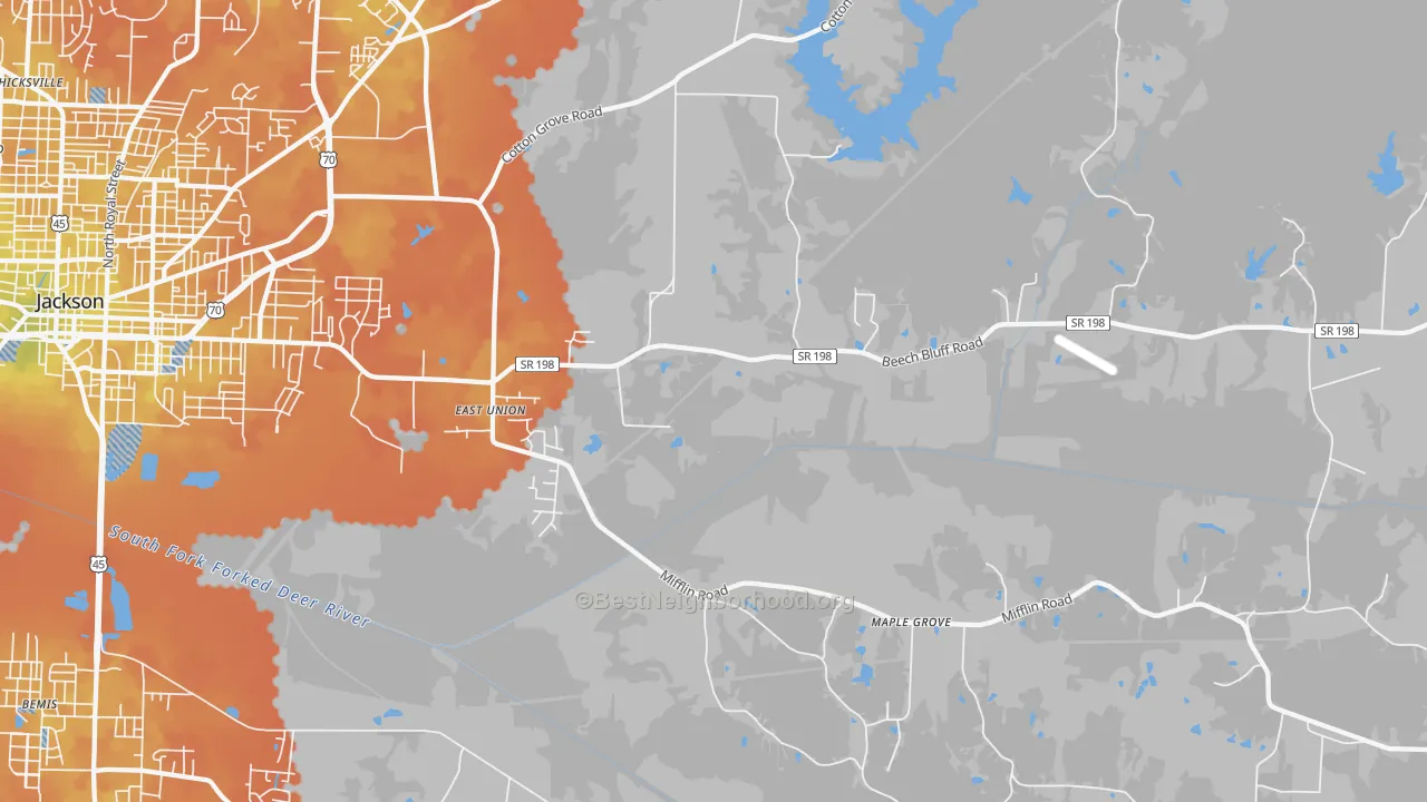 Bike Grade map of East Union, TN