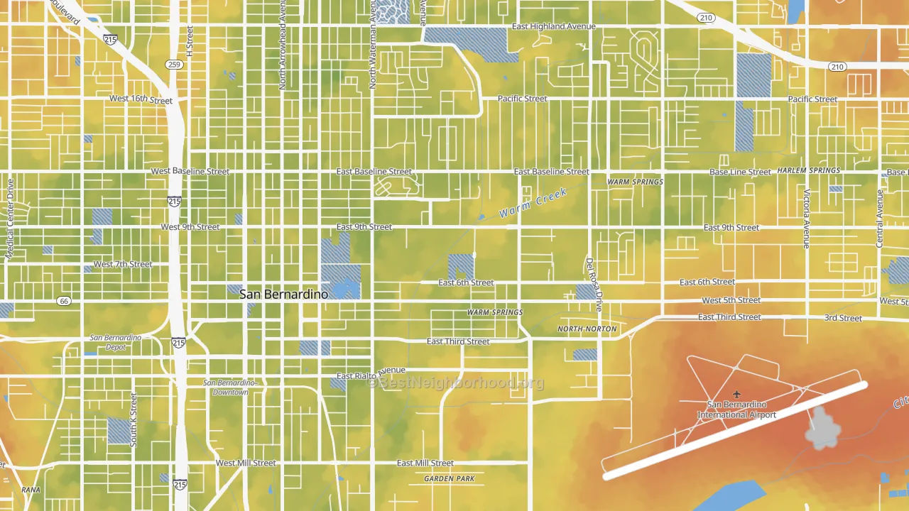 Bike Grade map of East Valley, San Bernardino, CA