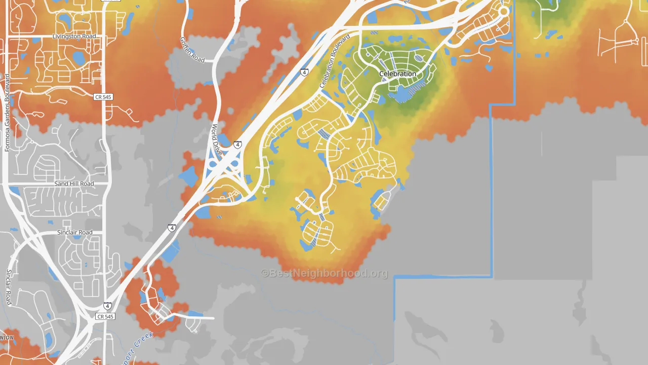 Bike Grade map of East Village, Celebration, FL