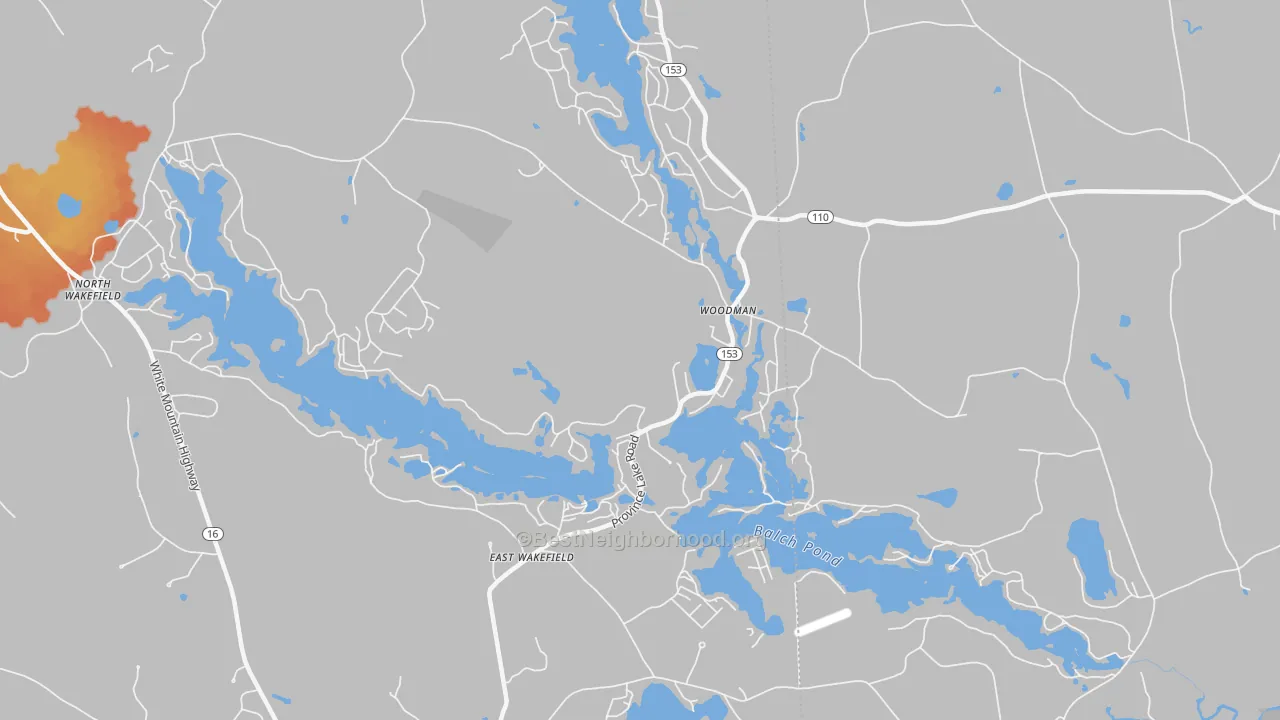 Bike Grade map of East Wakefield, NH