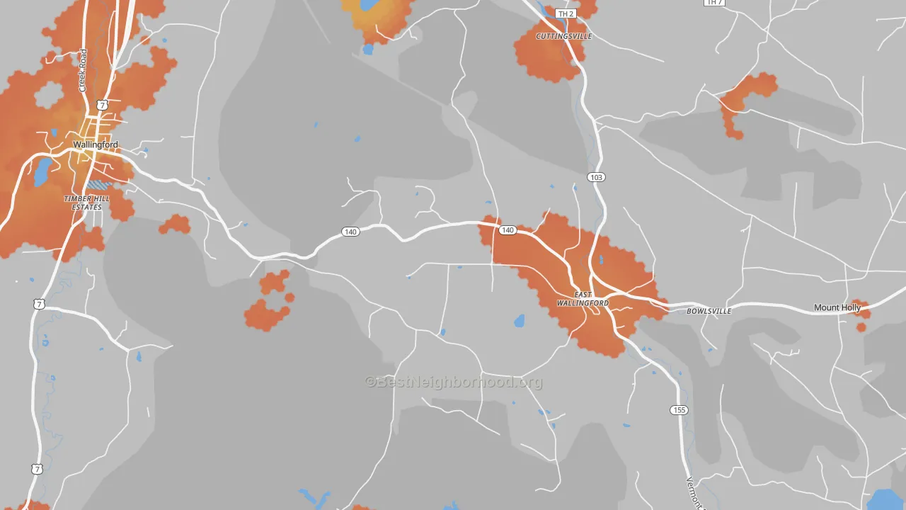 Bike Grade map of East Wallingford, VT
