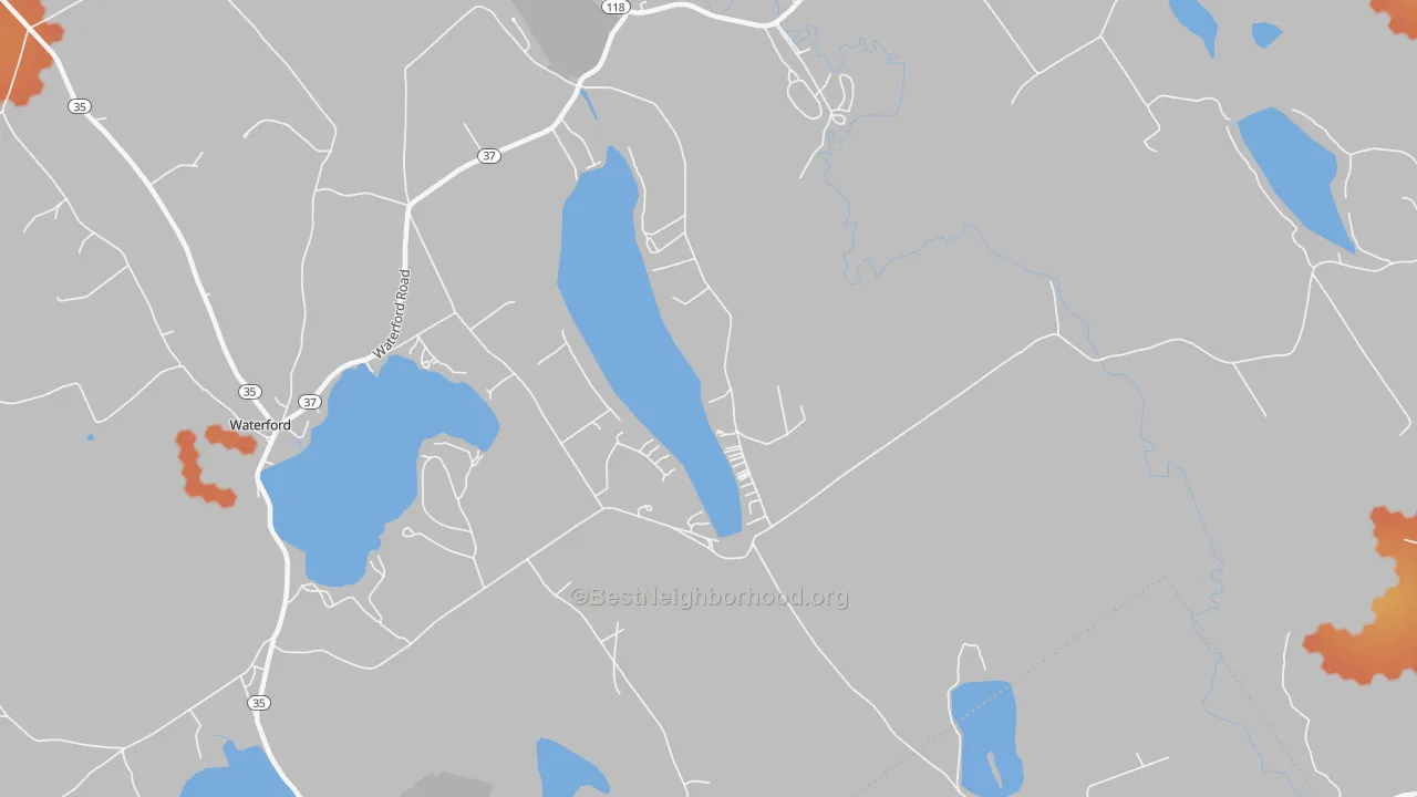 Bike Grade map of East Waterford, ME