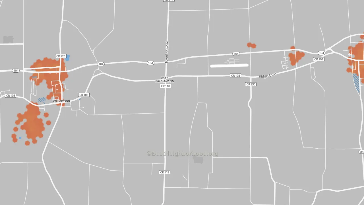 Bike Grade map of East Williamson, NY