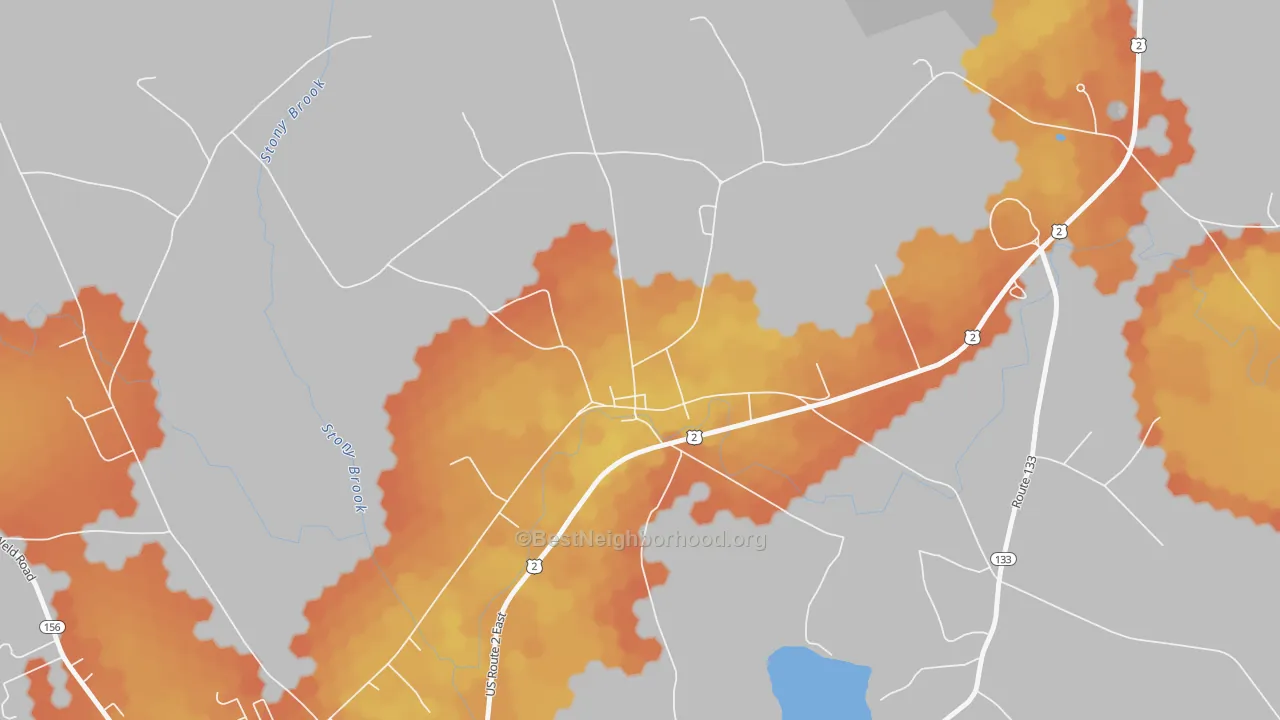 Bike Grade map of East Wilton, ME