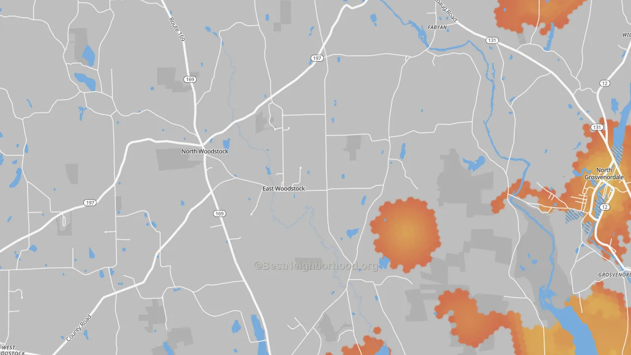 Bike Grade map of East Woodstock, CT