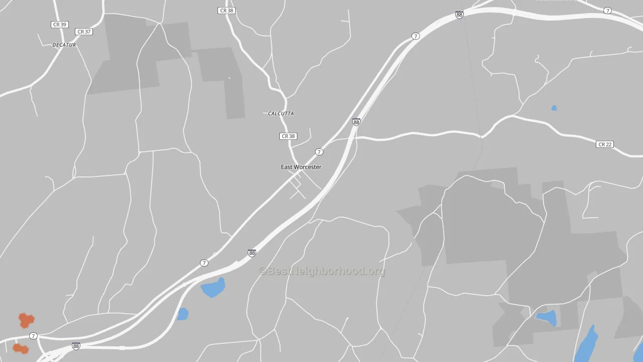 Bike Grade map of East Worcester, NY