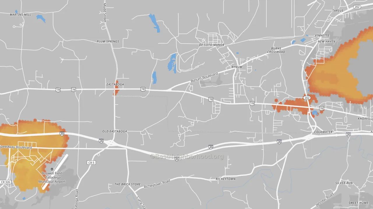 Bike Grade map of Eastaboga, AL