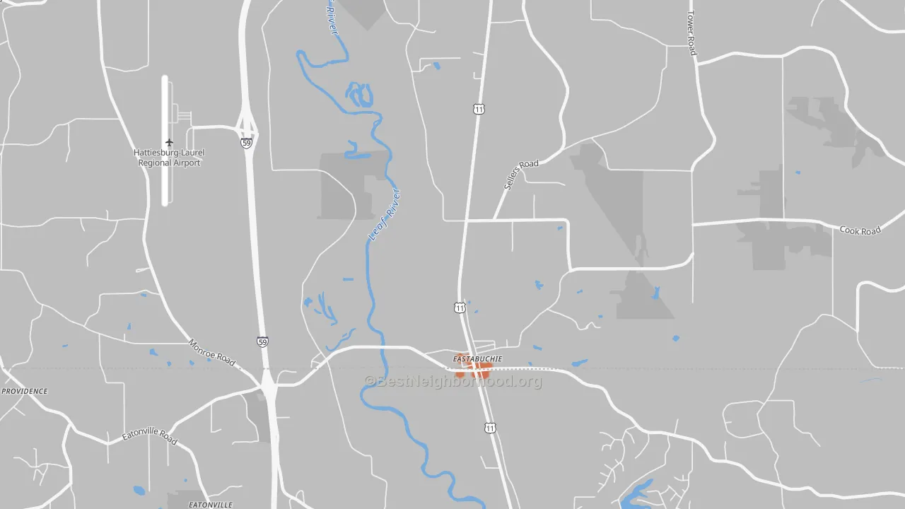 Bike Grade map of Eastabuchie, MS