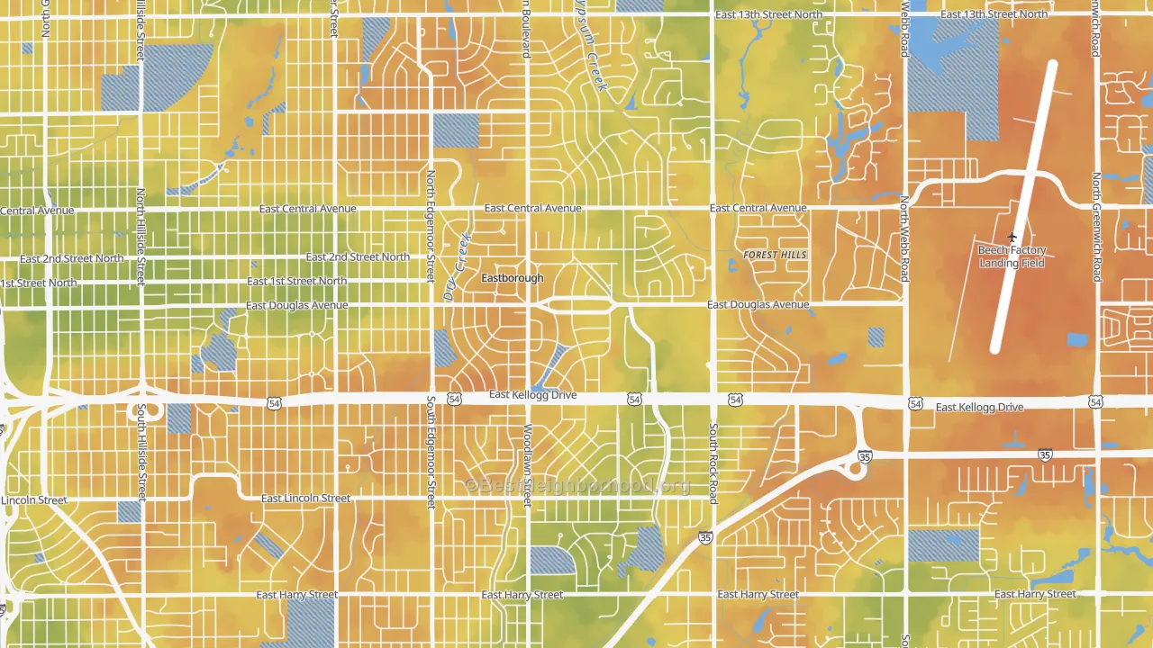 Bike Grade map of Eastborough, KS