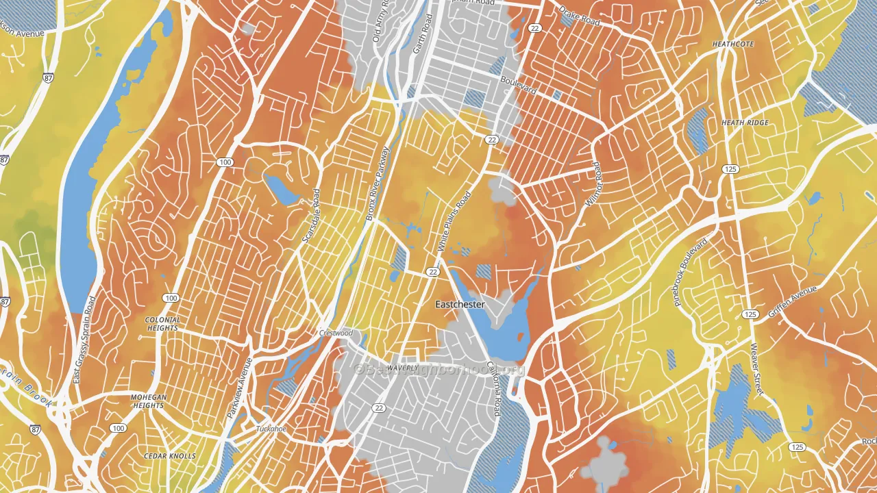 Bike Grade map of Eastchester, NY