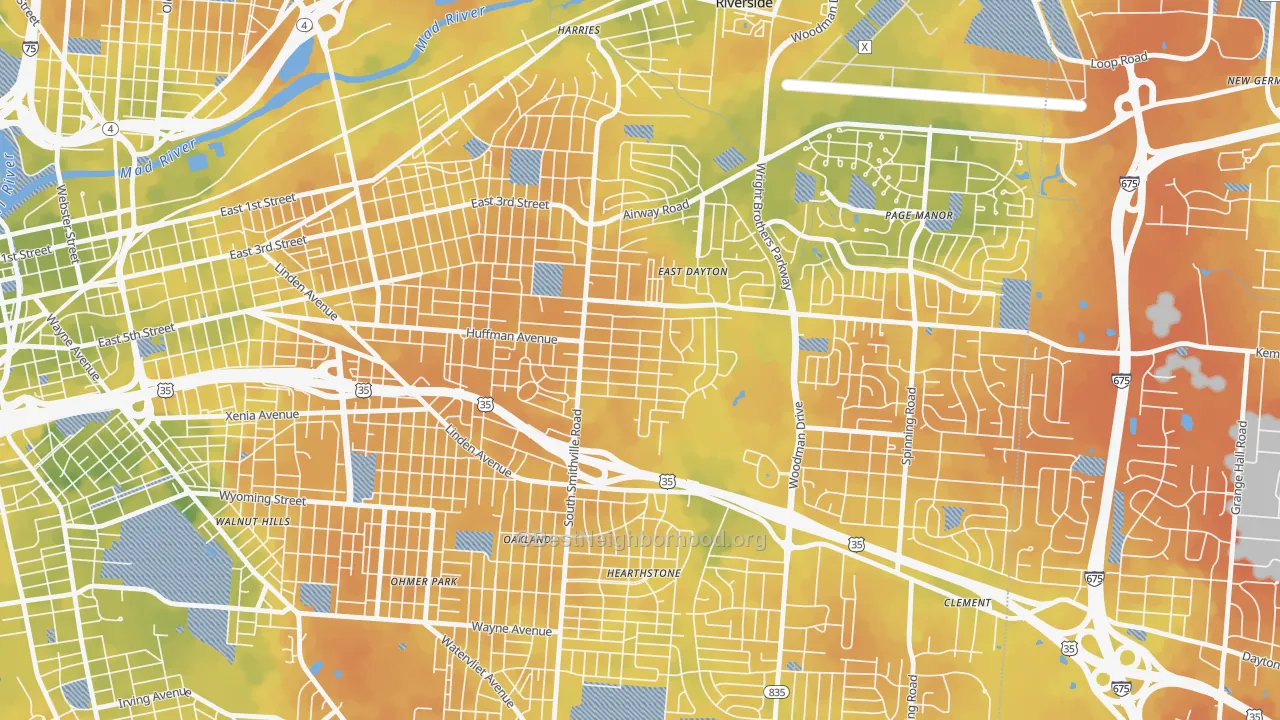 Bike Grade map of Eastern Hills, Dayton, OH
