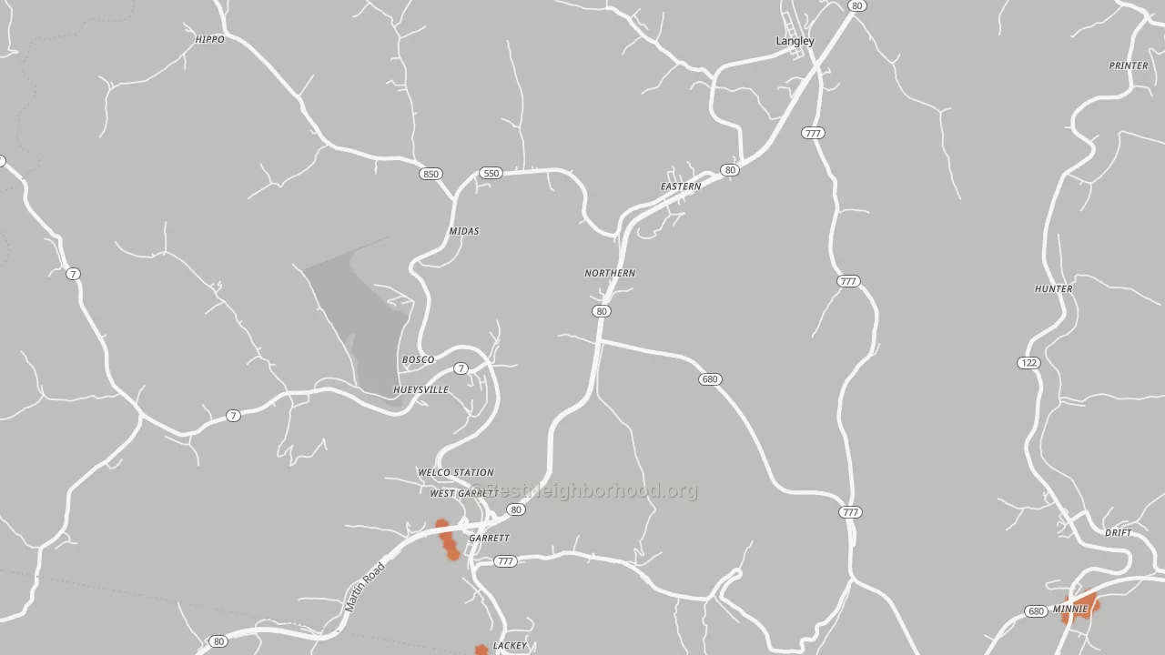 Bike Grade map of Eastern, KY