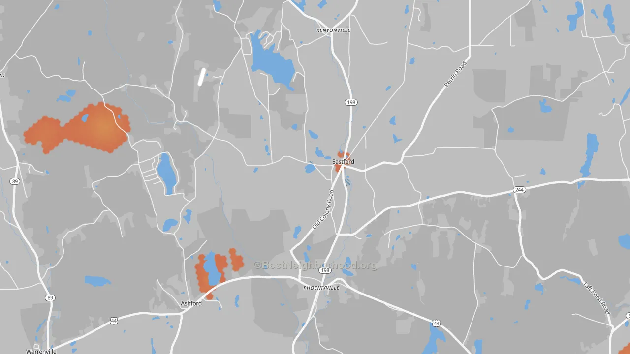 Bike Grade map of Eastford, CT