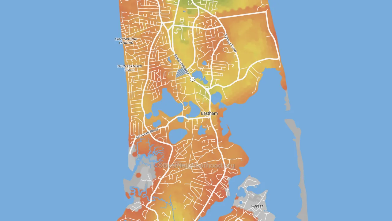 Bike Grade map of Eastham, MA