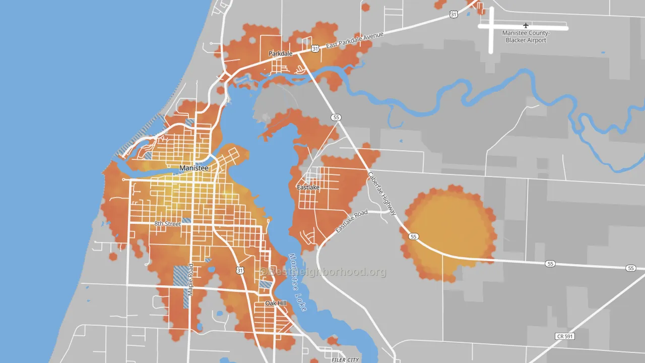 Bike Grade map of Eastlake, MI