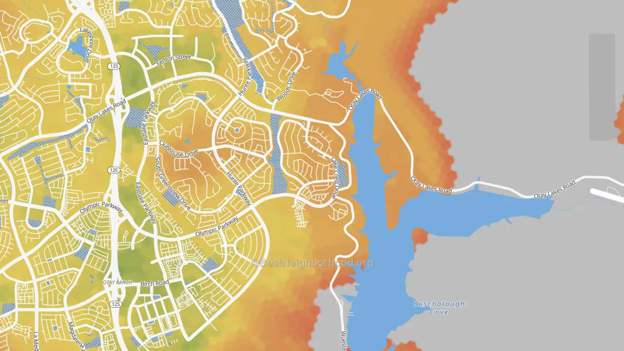 Bike Grade map of Eastlake Vistas, Chula Vista, CA