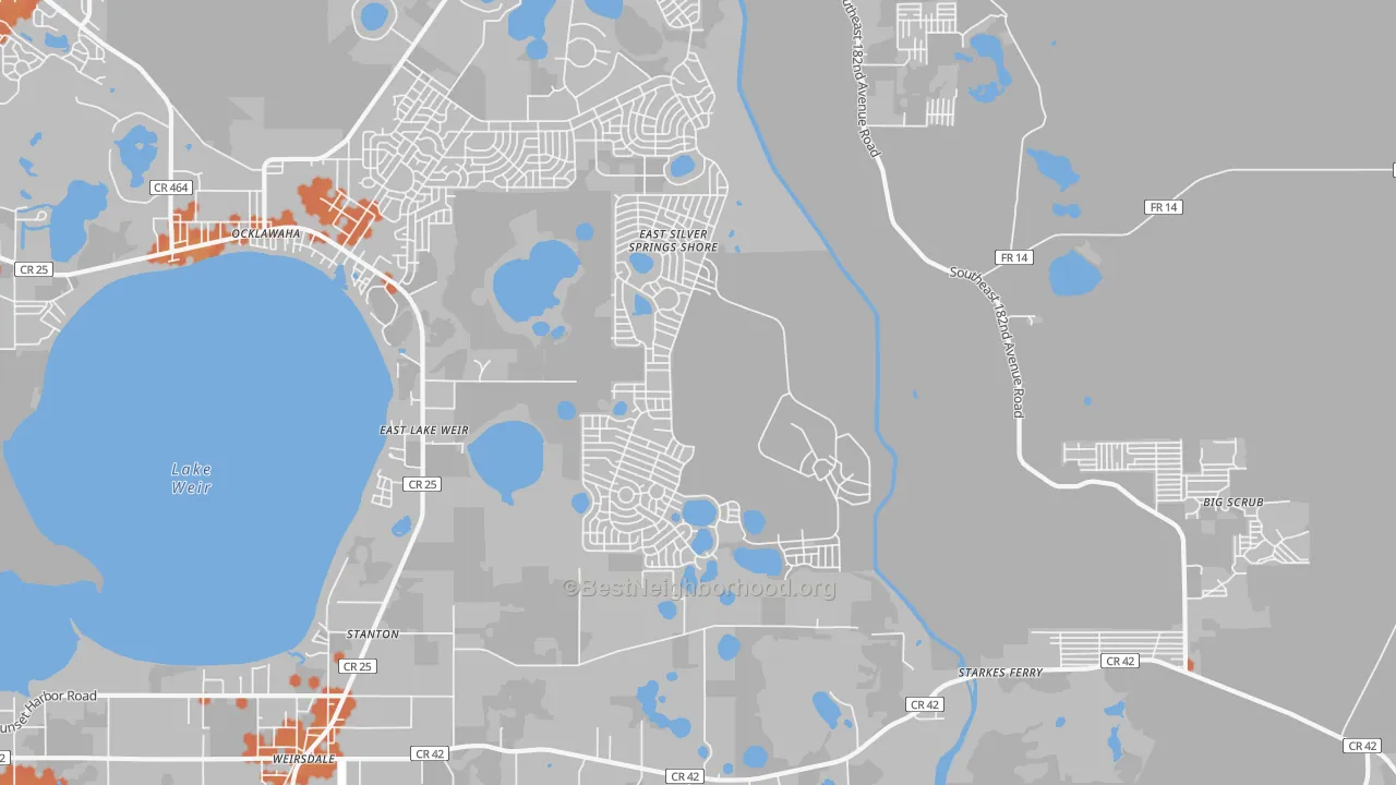 Bike Grade map of Eastlake Weir, FL