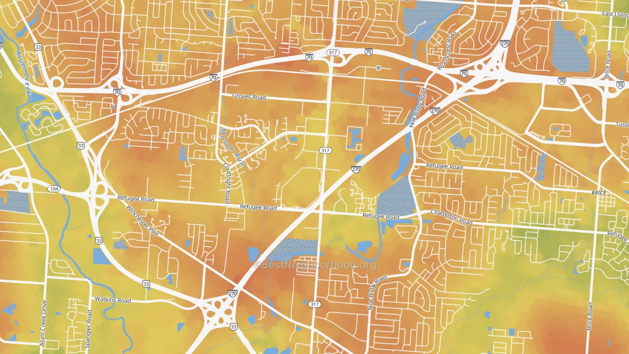 Bike Grade map of Eastland, Columbus, OH