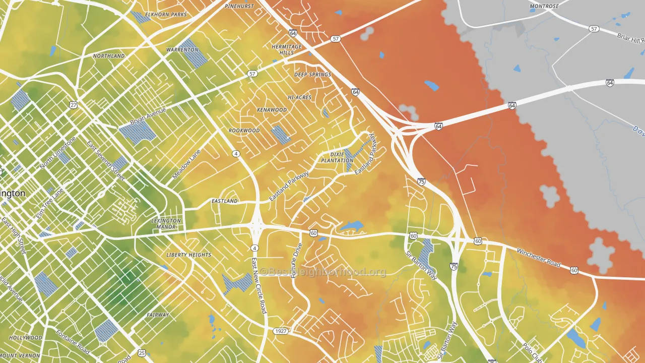 Bike Grade map of Eastland Park-Dixie Plantation, Lexington, KY