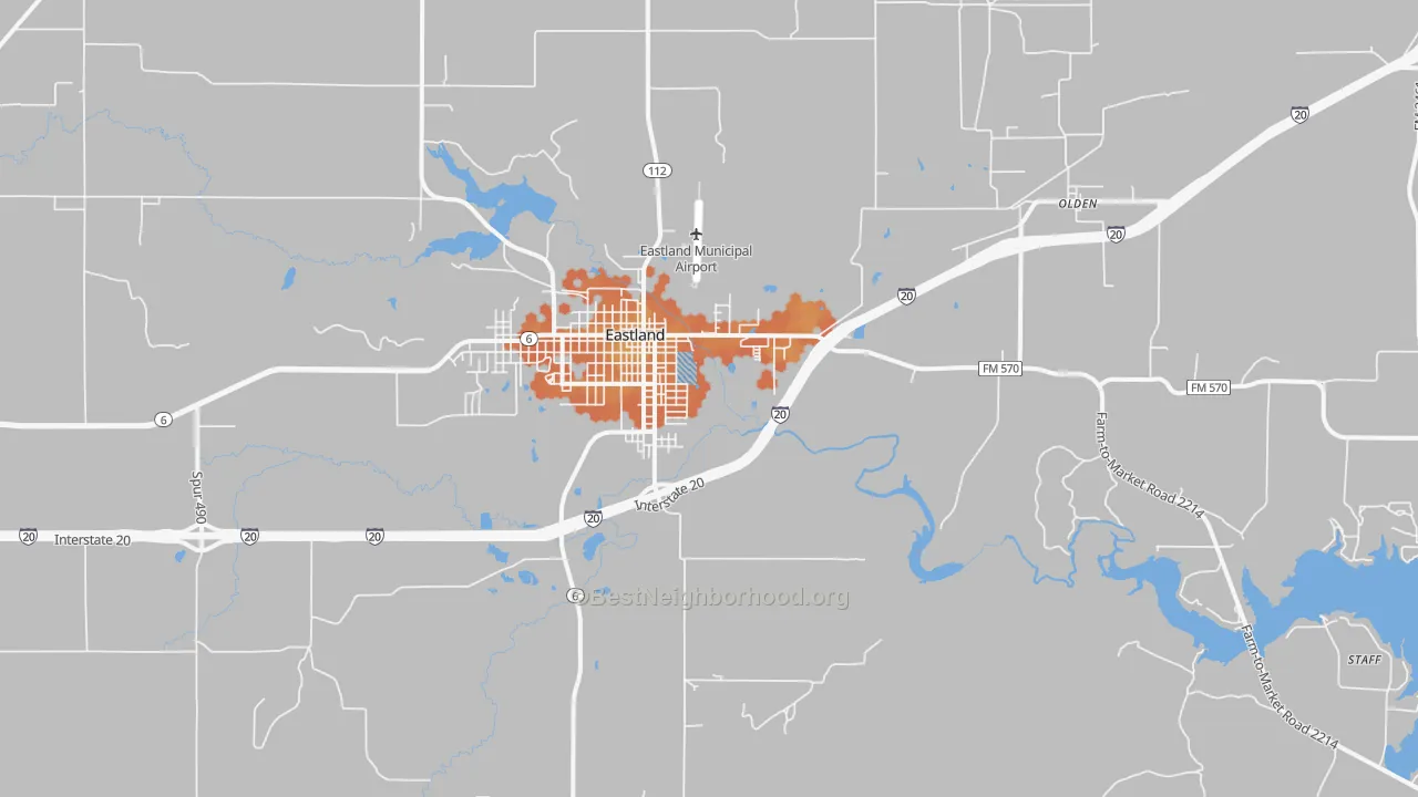 Bike Grade map of Eastland, TX