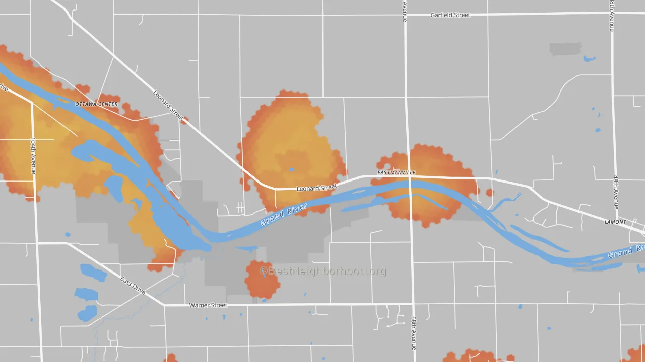 Bike Grade map of Eastmanville, MI