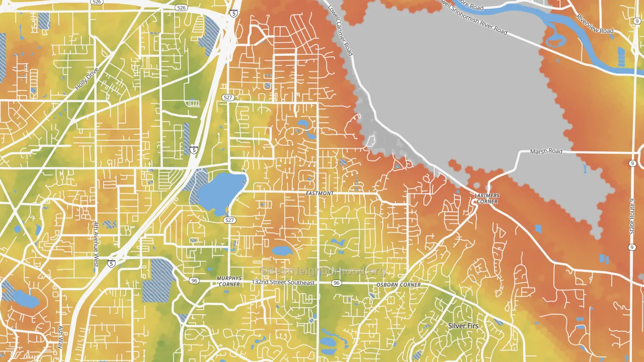 Bike Grade map of Eastmont, WA