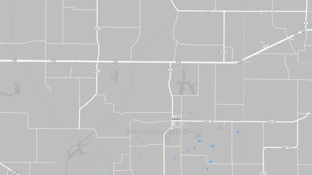 Bike Grade map of Easton, MO