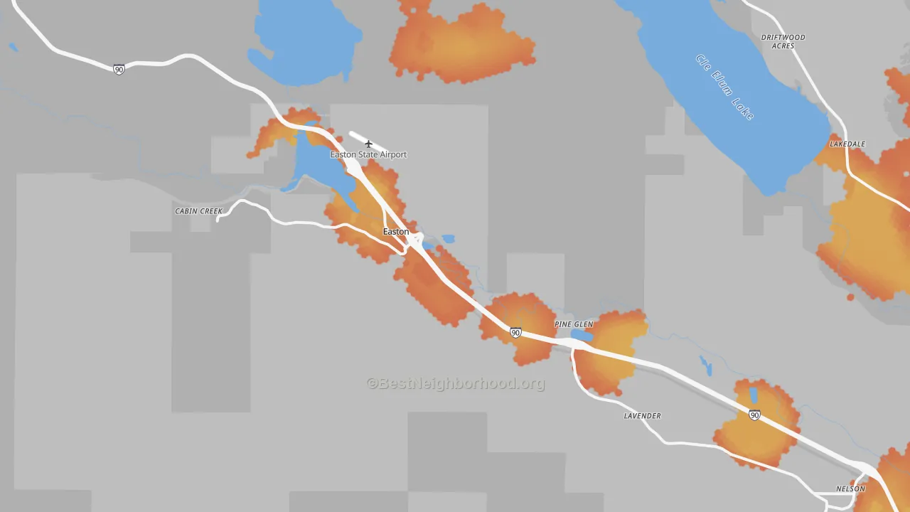 Bike Grade map of Easton, WA