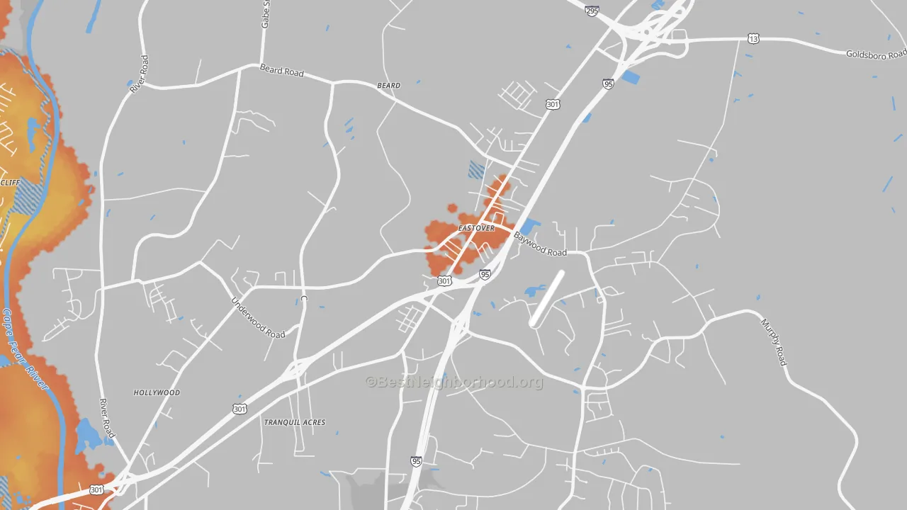 Bike Grade map of Eastover, NC