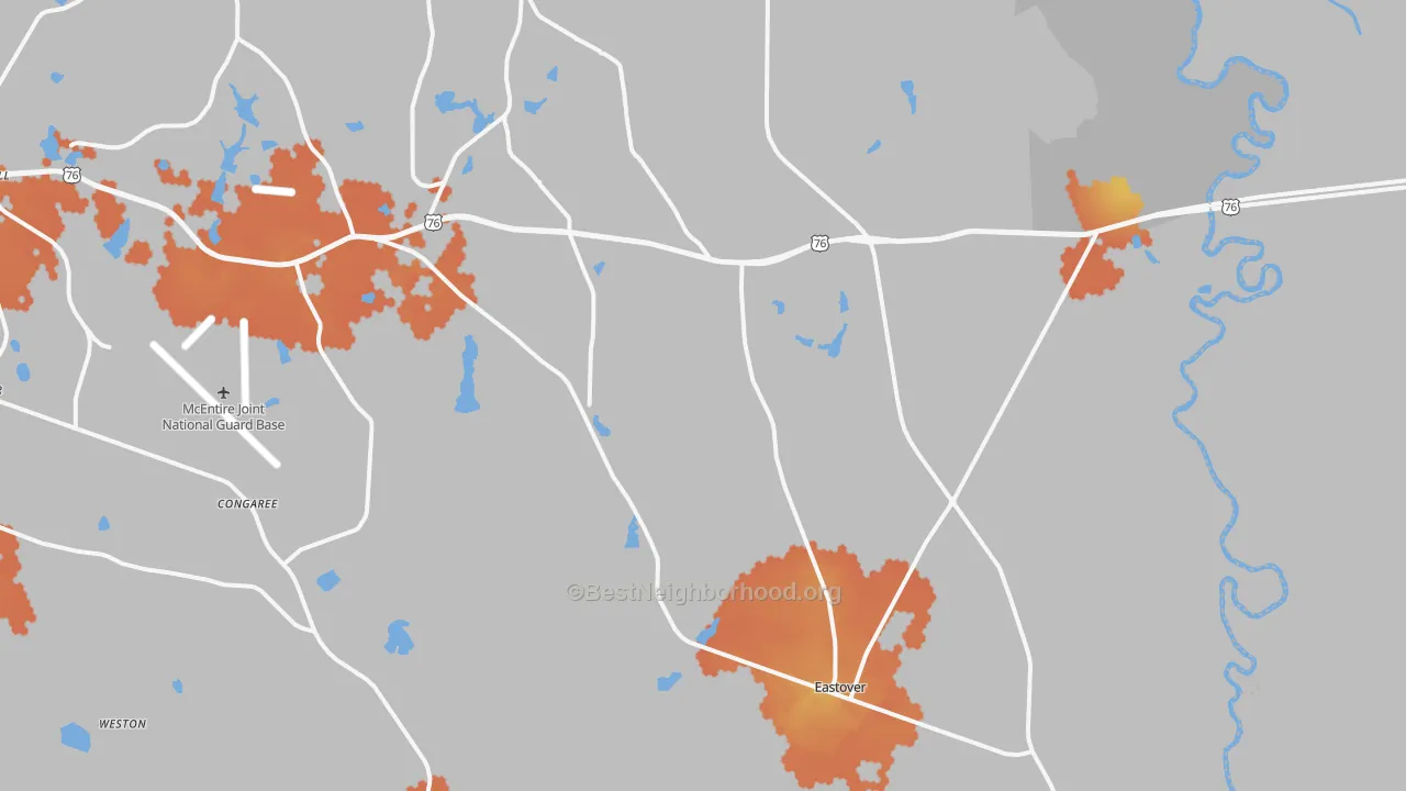 Bike Grade map of Eastover, SC