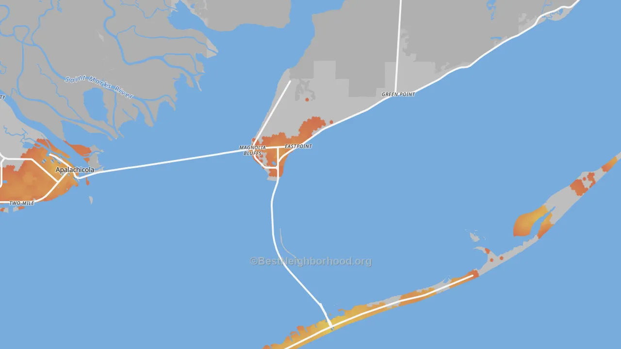 Bike Grade map of Eastpoint, FL