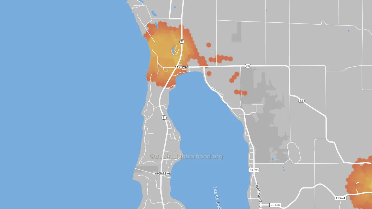 Bike Grade map of Eastport, MI