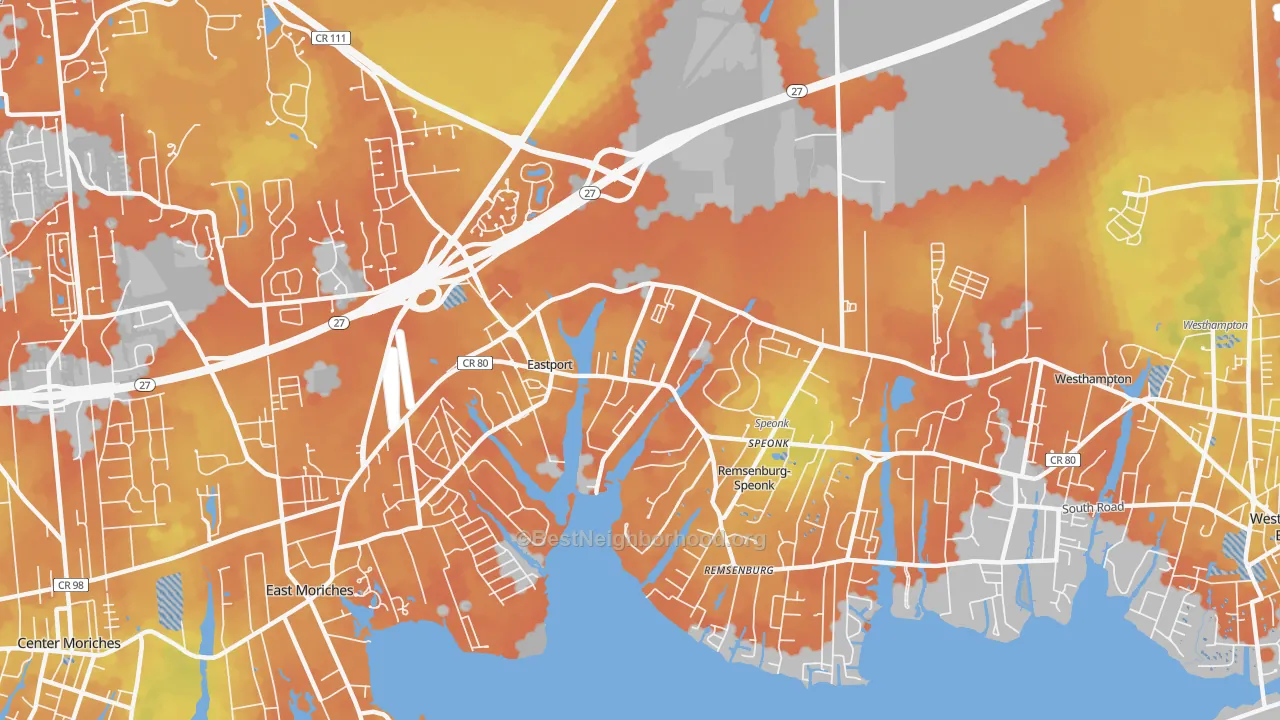 Bike Grade map of Eastport, NY