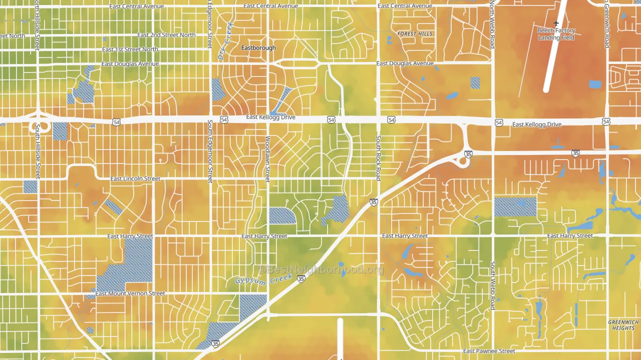 Bike Grade map of Eastridge, Wichita, KS