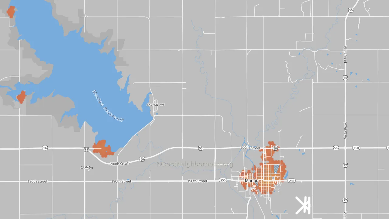 Bike Grade map of Eastshore, KS