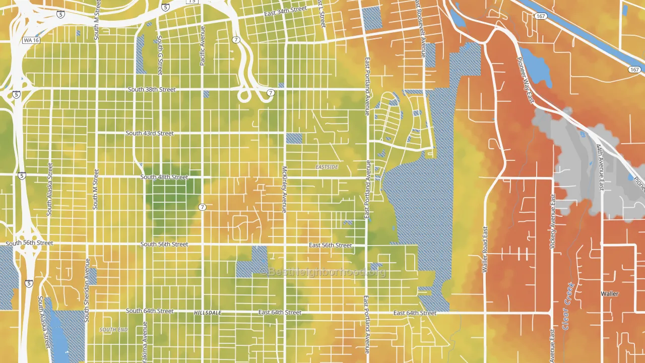 Bike Grade map of Eastside Enact, Tacoma, WA