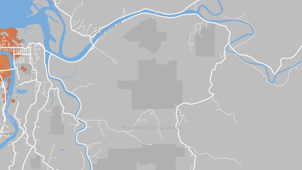 Bike Grade map of Eastside, OR