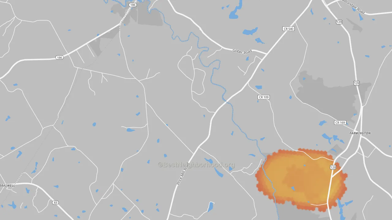Bike Grade map of Eastville, GA