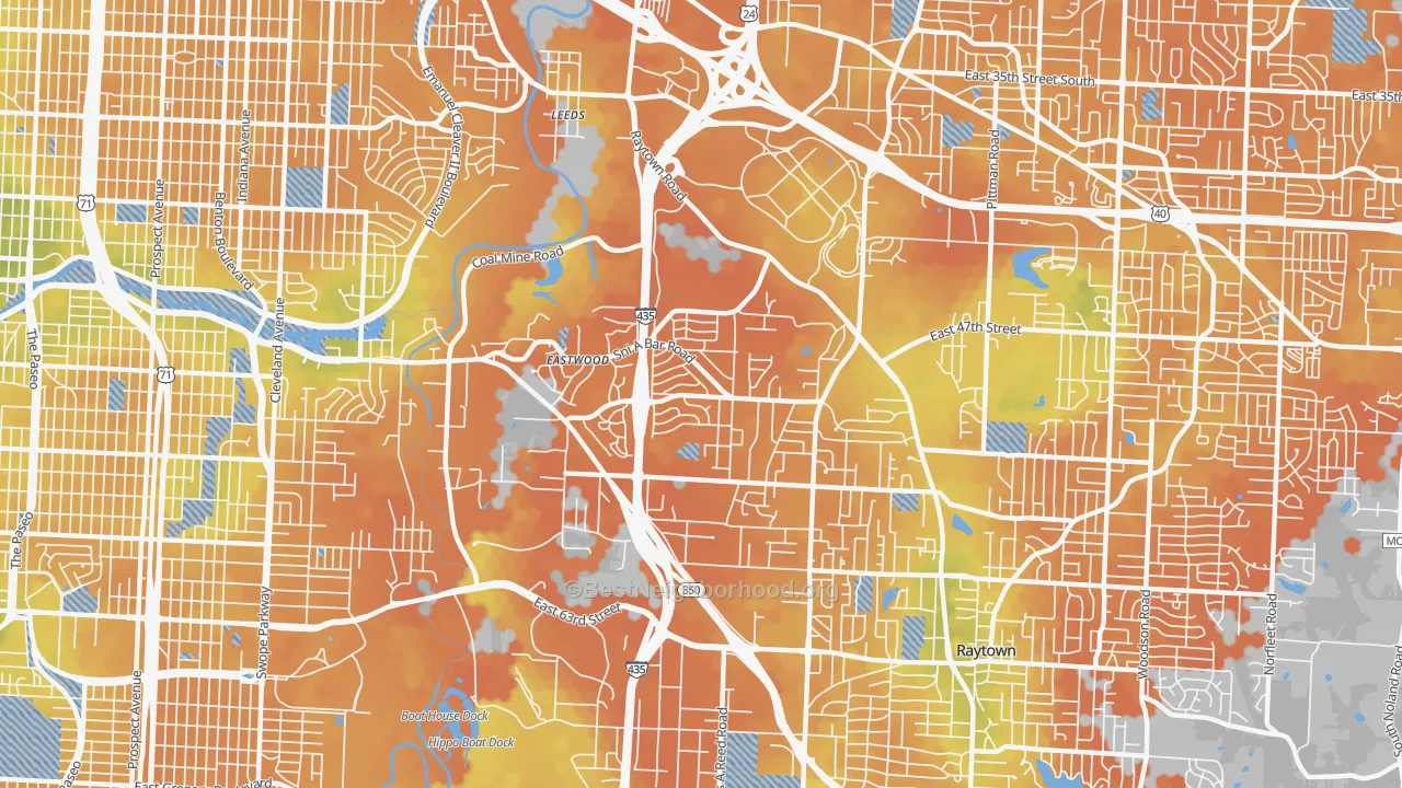 Bike Grade map of Eastwood Hills, Kansas City, MO