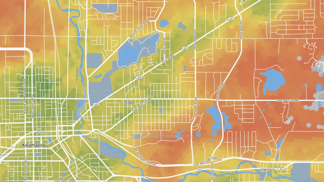Bike Grade map of Eastwood, MI
