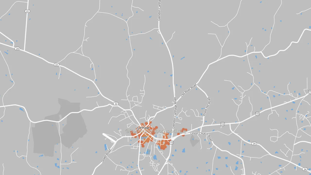 Bike Grade map of Eastwood, NC