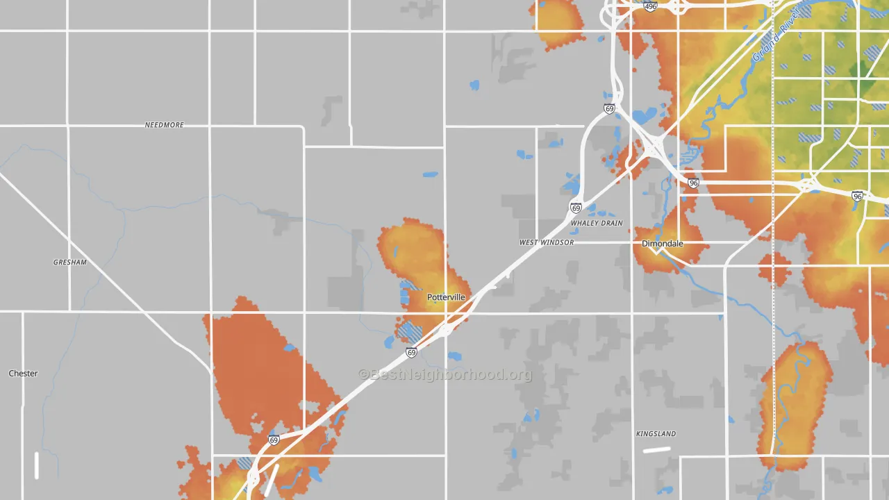 Bike Grade map of Eaton County, MI