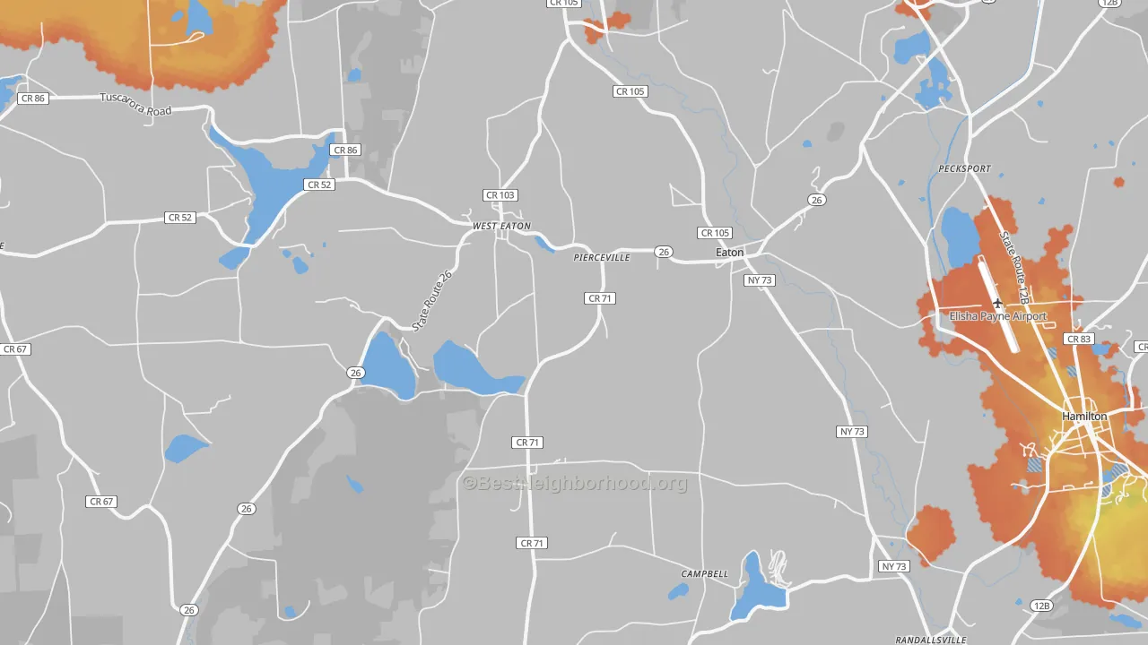 Bike Grade map of Eaton, NY