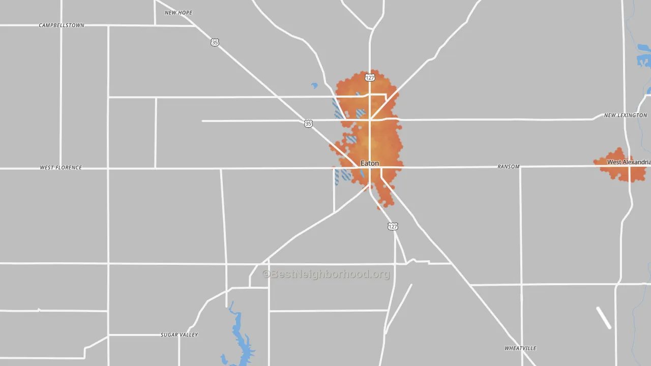Bike Grade map of Eaton, OH