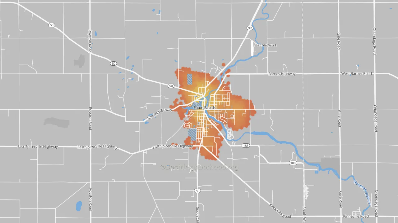 Bike Grade map of Eaton Rapids, MI