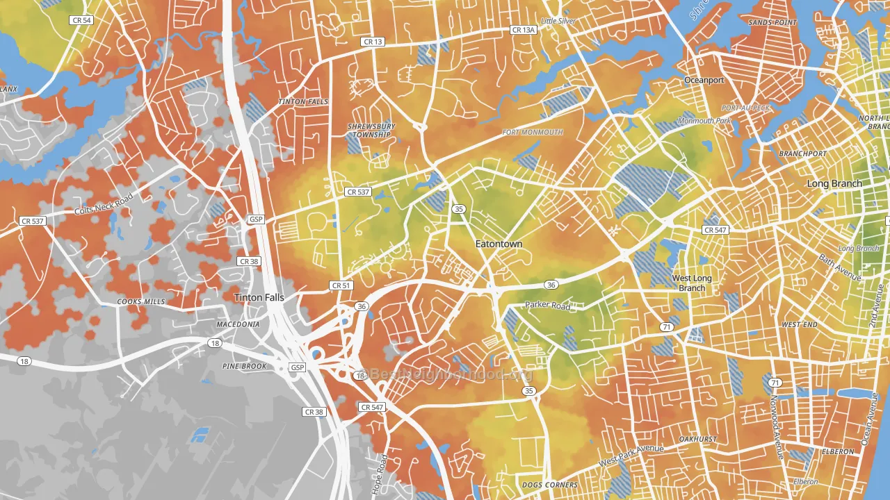 Bike Grade map of Eatontown, NJ